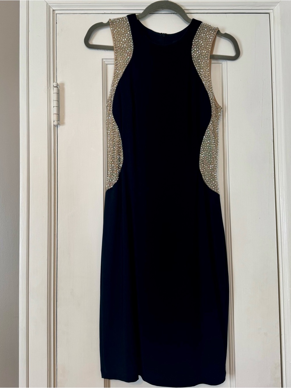 Black Sheath Dress with Embellished Side Panels